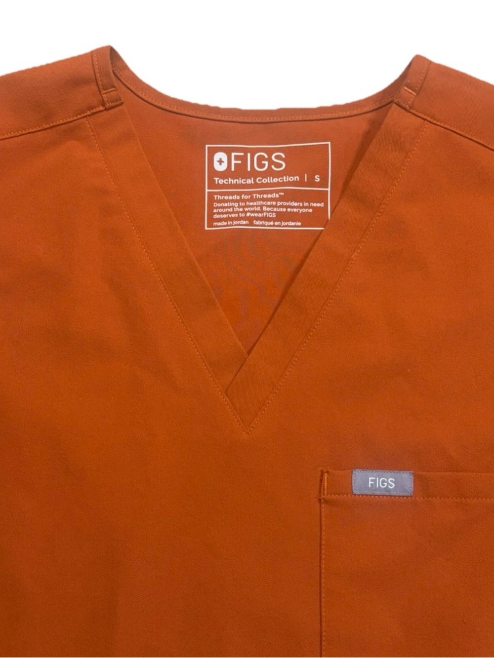 🔥FIGS Catarina Scrub Top Women’s Small Tangerine Orange FIONx Stretch PO 5855 - Picture 3 of 6